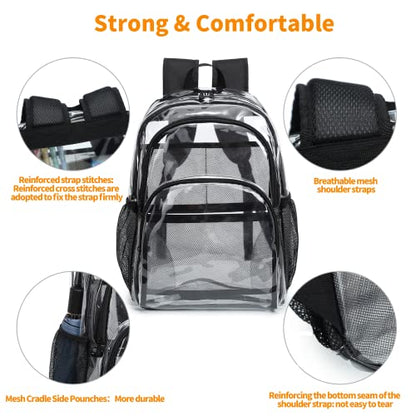 Clear Backpack, Clear Bag Stadium Large See Through Bookbag Heavy Duty PVC Transparent Backpacks for School - color: Black-1pack
