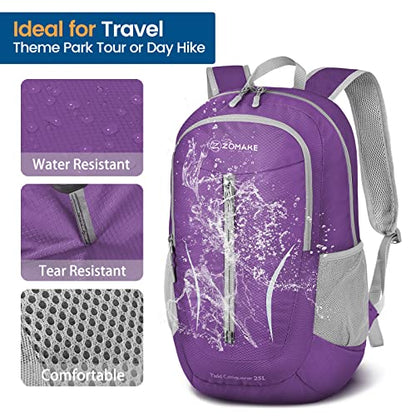 ZOMAKE Ultra Lightweight Packable Backpack 25L, Foldable Hiking Backpacks Water Resistant Small Folding Daypack for Travel(Purple) - color: Purple-b