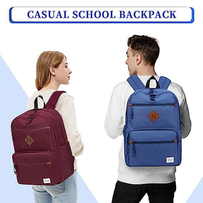 RAVUO School Backpack, Unisex Large Bookbag Water Resistant Lightweight Schoolbag Casual Daypack for High School/College/Teens/Travel/Work for Men Women Blue