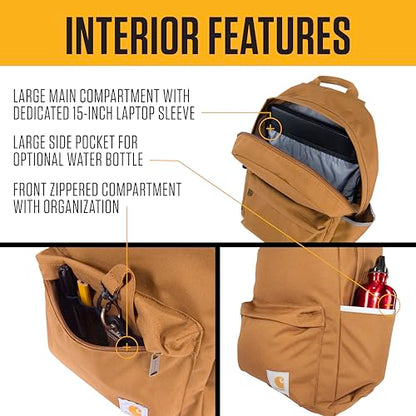 Carhartt 21L Classic Laptop Backpack, Water-Resistant Pack W/ 15" Laptop Sleeve and Organizational Compartments, Chalk - color: Chalk, size: One Size
