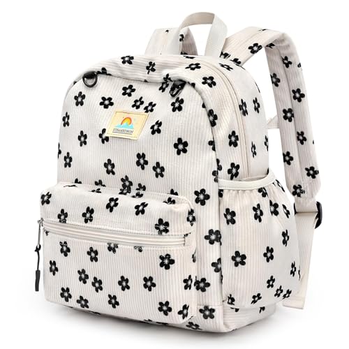 STEAMEDBUN Corduroy Toddler Backpack for Girls 2-4: Kids backpack for Boys Girls - 12 inch Preschool Kindergarten Backpacks - Flower - color: Flower Corduroy, size: MINI-12"H(not fit folder)