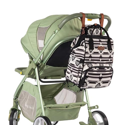 Wrangler Aztec Backpack Organized Daypack Travel Baby Bag with Stroller Strap and Side Bottle Pockets WG2204-9110BK - color: Angel Black