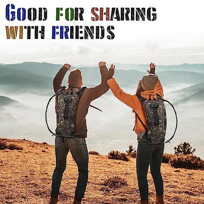 Sanwuta 2 Pcs Hydration Backpack with 3 Liter Water Bladder Tactical Lightweight 17.72 x 7.87 Inch Hydration Pack Backpack Water Backpack Hydration Bag Water Bag for Hiking Running - color: Black Camo