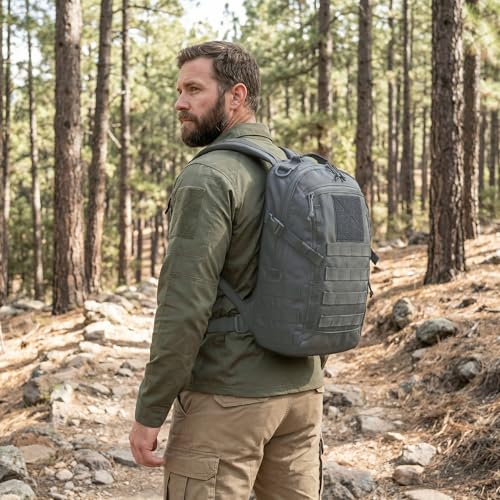 Small Tactical Backpack Military Daypack 12L Molle Bag Rucksack Army Daypack for Outdoor,Hiking,Camping,Travel (Grey) - color: Grey
