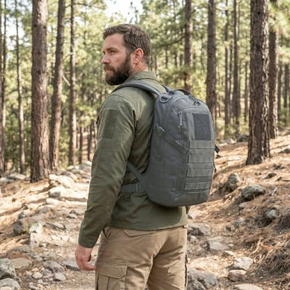Small Tactical Backpack Military Daypack 12L Molle Bag Rucksack Army Daypack for Outdoor,Hiking,Camping,Travel (Grey) - color: Grey