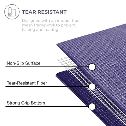 Voyage Yoga Mat, 6 Pack, 72" x 24" Professional Studio and Gym Bulk Yoga Mats, 5mm Thick, Durable, Anti-Tear, Non Slip Fitness and Exercise Mats - color: Purple