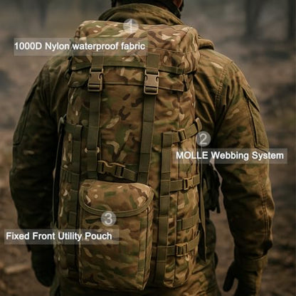 MT PLCE Tactical Backpack with Internal Frame, Military Rucksack for Outdoor, Hiking, Survival - color: Mtp