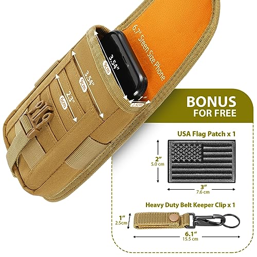SOWHUP Tactical Molle Pouch Cell Phone Pouch Holster Small Utility EDC Pouch Gadget Organizer Bag - color: Tan2