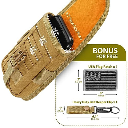 SOWHUP Tactical Molle Pouch Cell Phone Pouch Holster Small Utility EDC Pouch Gadget Organizer Bag - color: Tan2