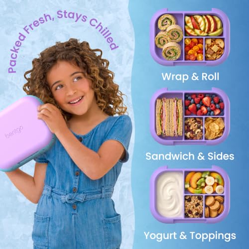 Bentgo Chill Kids Leakproof Lunch Box - 4-Compartment Bento Box with Built-In Ice Pack, 3.3 Cup Capacity, BPA-Free, Microwave & Dishwasher Safe Tray, Ages 3–7 (Vivid Orchid) - color: Confetti Edition - Vivid Orchid