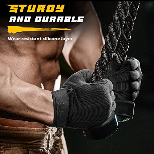 FREETOO Full-Finger Workout Gloves for Men, Padded Gym Gloves with Excellent Grip and Palm Protection - size: Large