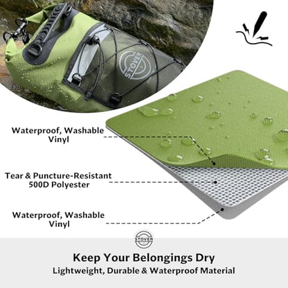 STOVER 5/10/25/30/40/55L Waterproof Dry Bag- Roll-Top Backpack w/Phone Case- Kayaking, Hiking, Camping, Boating- Men/Women - color: 25l Green (With Phone Case), size: 25L
