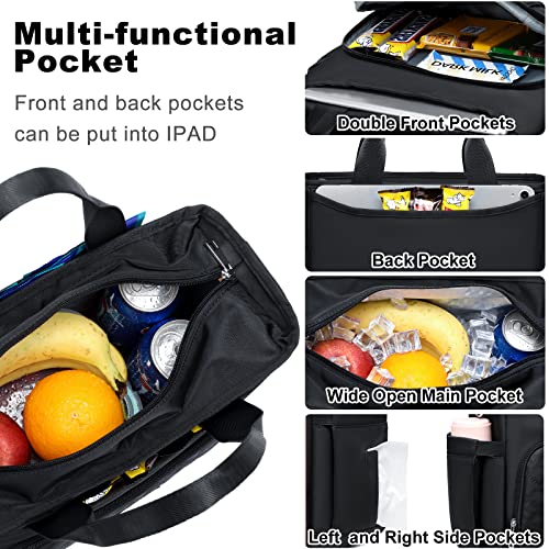 AIJIEKE Large Insulated Lunch Bag for Men Women, Leakproof Work Lunch Box | Keeps food fresh 8-12 hours. Spacious multi-pocket design with a removable strap. Water-resistant and easy-wipe interior - color: Black