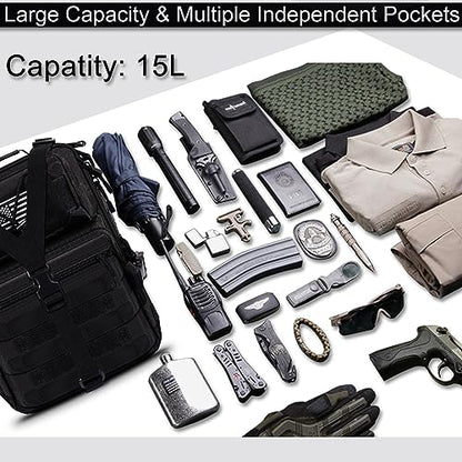HAOMUK Tactical Sling Bag Pack Military Rover Shoulder Sling Backpack EDC Molle Assault Range Bag - color: Black