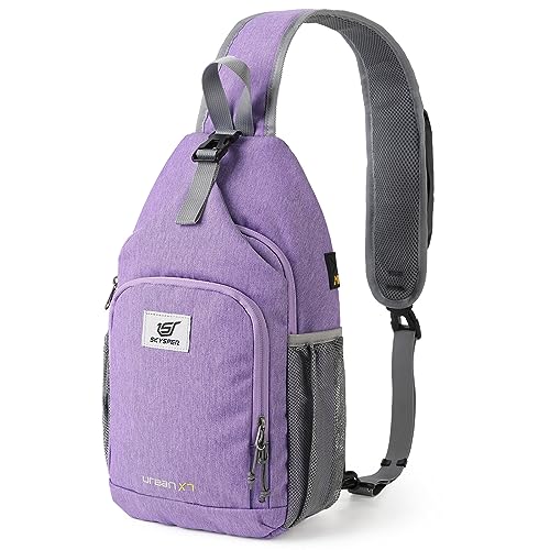 SKYSPER Sling Bag RFID Crossbody Sling Backpack Cross Body Shoulder Bag Travel Hiking Daypack for Women Men(Purple) - color: Purple