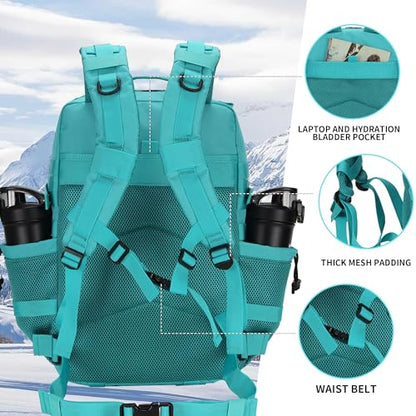 Military 45L Tactical Assault Backpack 3 day assault pack with Molle Waterproof backpack Rucksack for Tactical Backpacks - color: Lakeblue