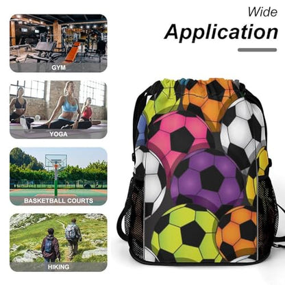 Colorful Soccer Balls Sports Bundle Pocket Wet Dry Separation Backpack