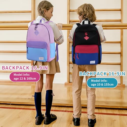 Chase Chic Kids Backpack for Girls - 17 inch School Backpacks for Toddler Fits 6 to 12 Years Old - Lightweight Water Resistant Preschool Bookbag for Travel Daycare (Black Blue) - color: Black&blue