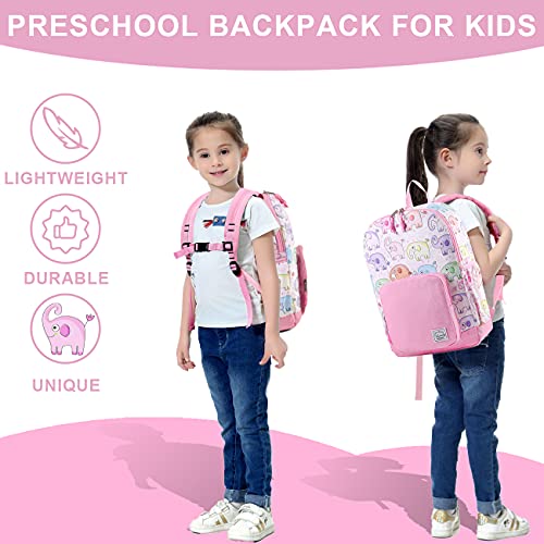 VASCHY Kids backpacks, Cute Lightweight Water Resistant Preschool Backpack for Boys and Girls Chest Strap | Cute - color: Elephants Pink, size: Small (4-6 Yrs) - 15'' H