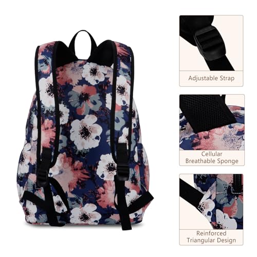Women's Water-resistant Daypack Backpack, 15.6 Inch Laptop Compartment & Anti-Theft Pocket, Adjustable Padded Straps for Commuting, Travel, Work, College, Anemone - color: Anemone