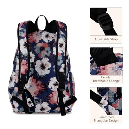 Women's Water-resistant Daypack Backpack, 15.6 Inch Laptop Compartment & Anti-Theft Pocket, Adjustable Padded Straps for Commuting, Travel, Work, College, Anemone - color: Anemone