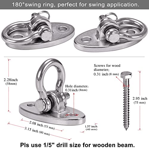 2Pack Heavy Duty Swing Hanger 180° Ceiling Swing Mount 1000 LBS Capacity Heavy Bag Hanger Hanging Chair Mount Swingset Hardware for Hammock Chairs, Porch Swings, Gymnast Ring