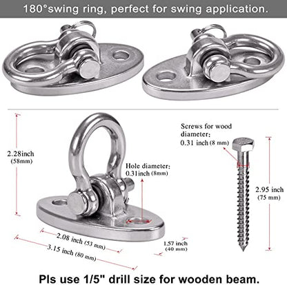 2Pack Heavy Duty Swing Hanger 180° Ceiling Swing Mount 1000 LBS Capacity Heavy Bag Hanger Hanging Chair Mount Swingset Hardware for Hammock Chairs, Porch Swings, Gymnast Ring