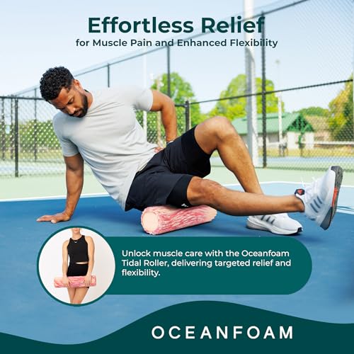 Oceanfoam Tidal Roller - Cotton Candy - Muscle Massage Foam Roller for Back Pain & Stretching - Firm and Ergonomic Wide Wave Textured - Yoga, Athletics, & Wellness - Full Size, 20" x 5" - color: Cotton Candy