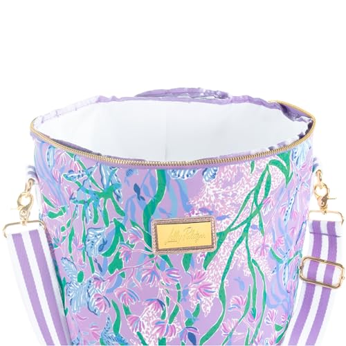 Lilly Pulitzer Insulted Backpack Cooler Large Capacity, Pink/Blue Portable Soft Cooler Bag for Picnics, Beach, Pool, Hiking, Seacret Escape
