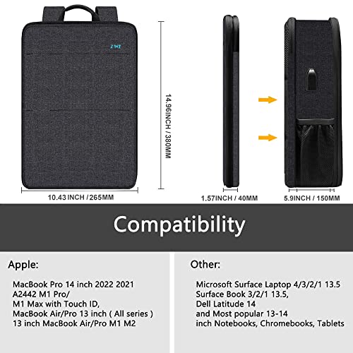 ZINZ Slim & Expandable Laptop Backpack Water Resistant Backpack Travel Backpack Compatible with MacBook Air/Pro/Neo 13-14 inch, XPS 13/14, Surface 13.5" and Most 13-14 Notebooks，B01K01 - color: B01k01, size: 13"-14"