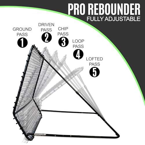 QuickPlay Pro Soccer Rebounder Net (2 Sizes) - Ball Rebounder Soccer Net, Heavy Duty, Adjustable Angle, with Galvanized Steel Frame & Rubber Feet, Soccer Training Equipment for Grass, Turf & Indoors - style: 7 x 7'