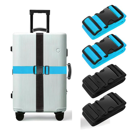 BILIONE Luggage Straps, 79" Long Belts Keep Suitcase Secure While Traveling, TSA Approved Add a Bag Premium Accessory for Travel Bag Closure (Black+Blue, 4Pcs) - color: Black+Blue, size: 4Pcs