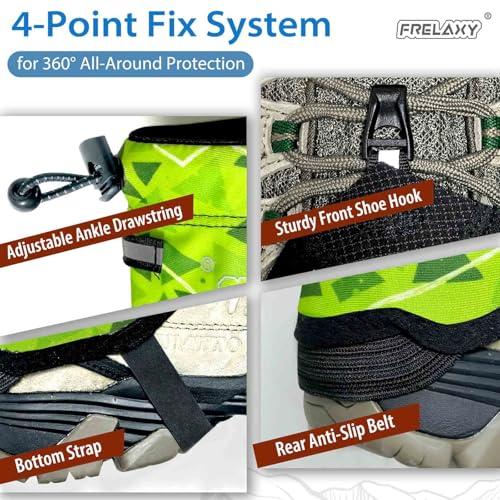Frelaxy Ultralight Trail Gaiters for Hiking & Running – Breathable, Wear-Resistant Low Shoe Gaiters, Protect Feet from Rocks, Mud, Dust & Debris - color: Neon Green