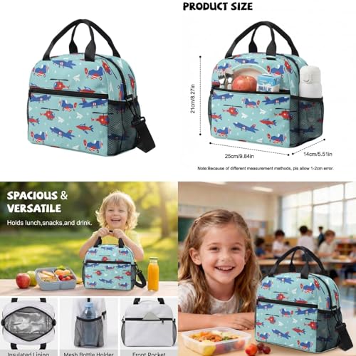 Airplane Backpack for Boys Kids School Backpacks with Lunch Box Pencil Case Water Bottle Sleeve 4PCS Set Preschool Backpack for Boys 17 Inch Lightweight School Bag with Adjustable Straps - color: Airplane