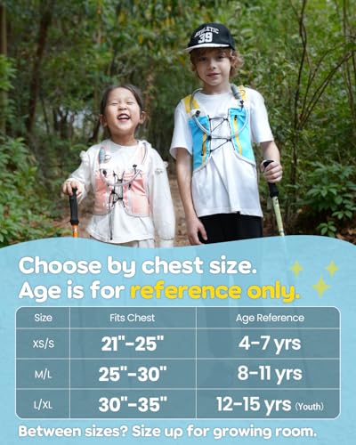Zelvot Kids Hydration Backpack with Water Bladder, USA Original Patent, Adjustable Reflective Running Vest with 8 Pockets, Lightweight Kids Hiking Backpack for Boys & Girls