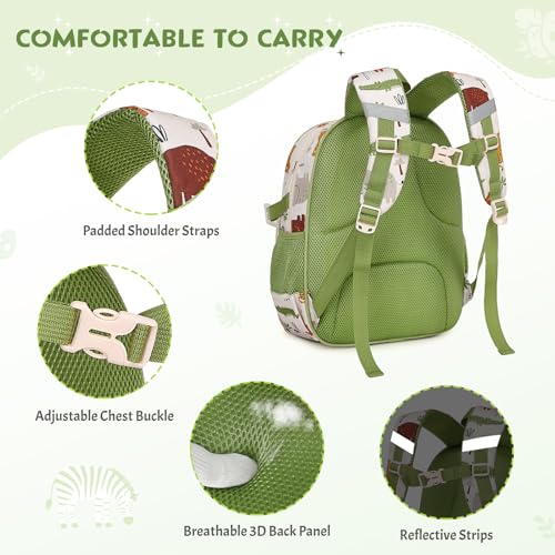 3PCS Boys Backpack Ages 5-8 with Lunch Bag & Pencil Case, Toddler School Backpack for Kids Boys - 15inch Backpack Boy Bookbag for Preschool Kindergarten Elementary School - color: Zoo