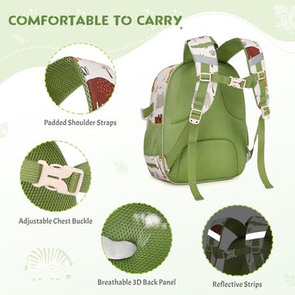 3PCS Boys Backpack Ages 5-8 with Lunch Bag & Pencil Case, Toddler School Backpack for Kids Boys - 15inch Backpack Boy Bookbag for Preschool Kindergarten Elementary School - color: Zoo