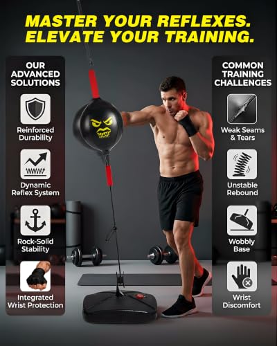 Double End Punching Bag, Speed Boxing Bag Ball with Water-Filled Base, No Wall Mount Required, Reflex Bag Boxing Equipment for Hand-Eye Coordination, for Adults & Kids