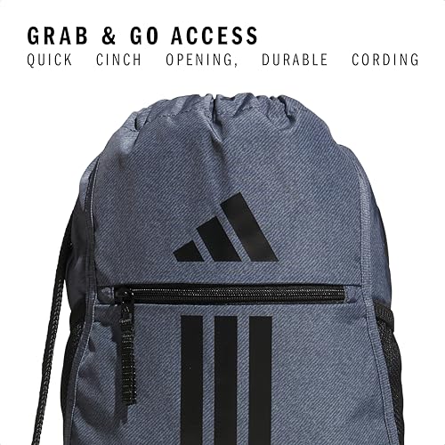 adidas Alliance Sackpack – Drawstring Backpack for Sports, Small Gym Bag, Twill Onix Grey/Black/3, OSFA - color: Twill Onix Grey/Black/3