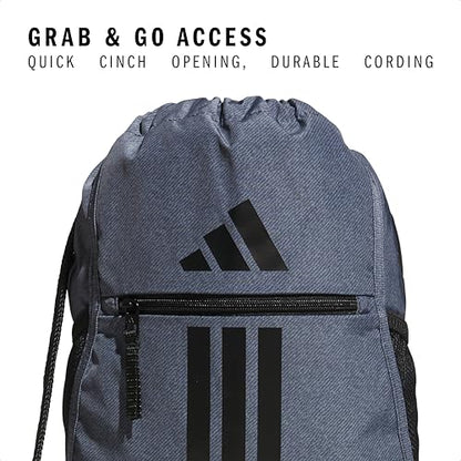 adidas Alliance Sackpack – Drawstring Backpack for Sports, Small Gym Bag, Twill Onix Grey/Black/3, OSFA - color: Twill Onix Grey/Black/3
