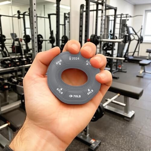 Hand Grip Strengthener, 3 in 1 Grip Strength Trainer, Fingers Exerciser - Silicone Rings for Muscle Training Sports Rock Climbing Finger Rehabilitation Training, Adjustable 50-60-70LB, Grey