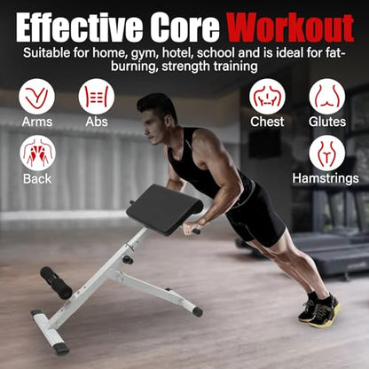Roman Chair Back Extension Weight Bench Ab Machine Foldable Angle Height Adjustable Sit up Exercise Multi-Functional Workout Home Gym Exercise Equipment Inversion Table for Fitness - color: White