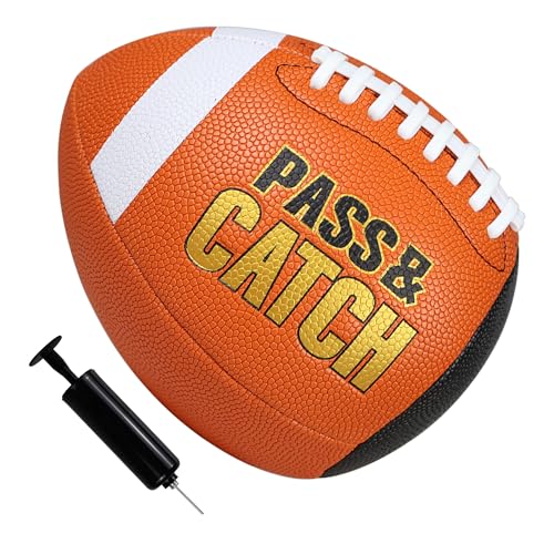 PassCatch Training Football, Enhance Passing Catching Skills, Official & Youth Size(with Pump) - style: Orange 9#(Ages 14+)