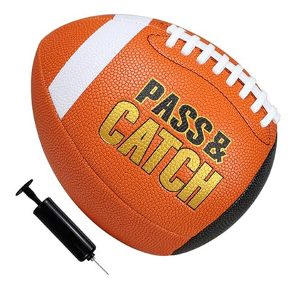 PassCatch Training Football, Enhance Passing Catching Skills, Official & Youth Size(with Pump) - style: Orange 9#(Ages 14+)