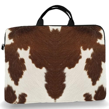 15-Inch Laptop Sleeve – Stylish, Lightweight, Shockproof, Water-Resistant Case for Lenovo, HP, Dell, Asus Notebooks - Brown and White Cowhide - color: Brown and White Cowhide