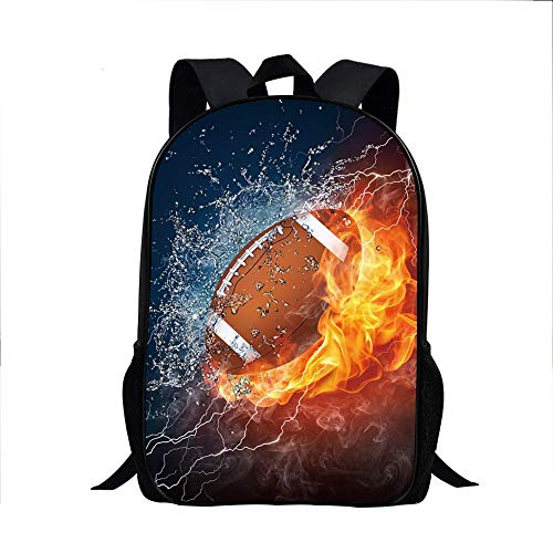 Football Backpack Combustion Pattern School Bookbags for Kids - color: Football