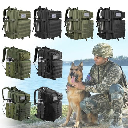 45L Military Tactical Backpacks For Men Camping Hiking Trekking Daypack With Removable Water Bottle Pouch Bug Out Bag Lage MOLLE 3 Day Assault Pack - Balck Army Pack - color: Black01