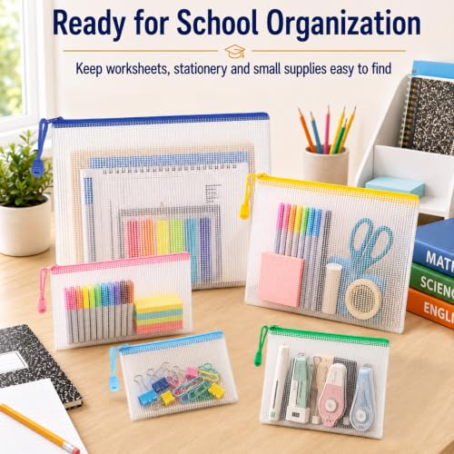 19-Piece Mesh Zipper Pouch Bags with Organizer Case, 5 Sizes - style: 19pcs