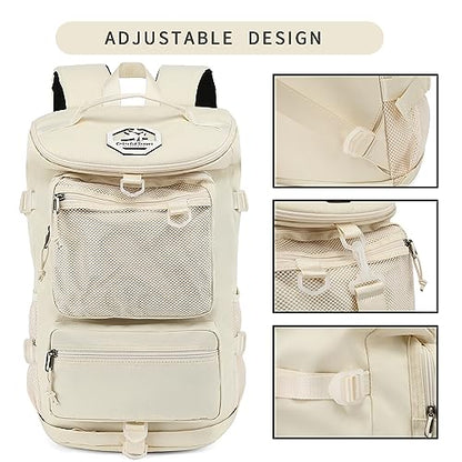 Solid color gym duffel bag backpack, wrestling bag,with shoe compartment, 4 kinds of back method waterproof travel sports walking laptop Lightweight（B-Sea Salt White） - color: B-Sea salt white