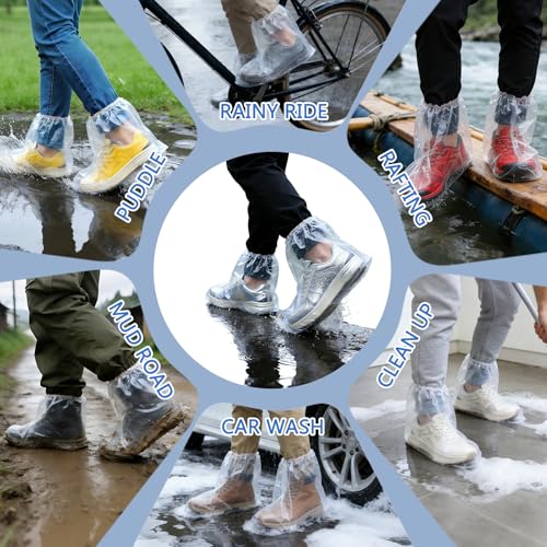 20 PCS (10 Pairs) Waterproof Shoe Covers for Rain, Plastic Shoe Covers Disposable, Rain Shoe Covers for Men Women, Outdoor and Indoor